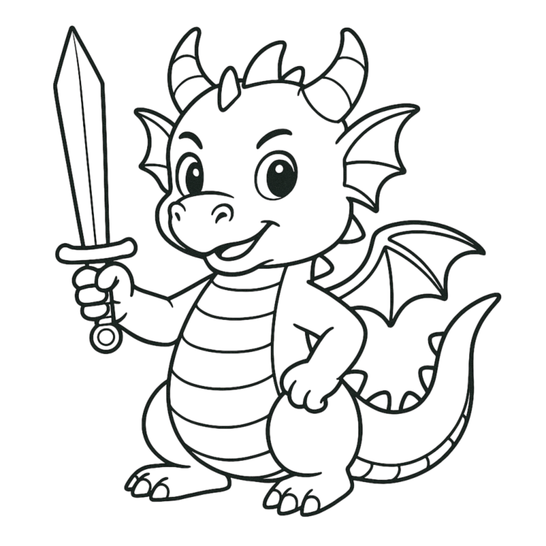 Kolorowanka Smok z mieczem