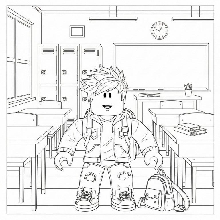 Kolorowanka Roblox – Postać w szkole