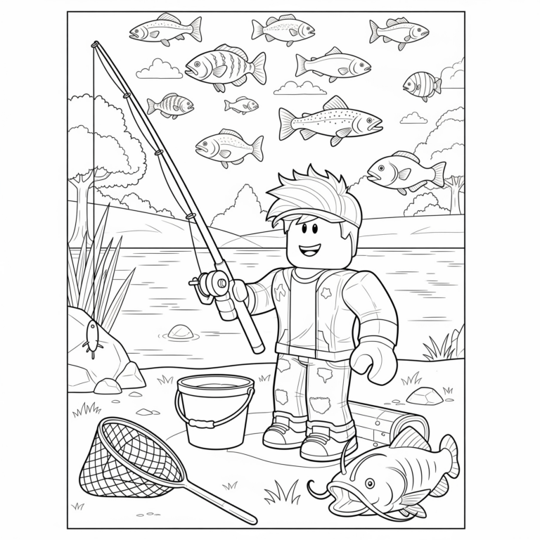 Kolorowanka Roblox łowienie ryb