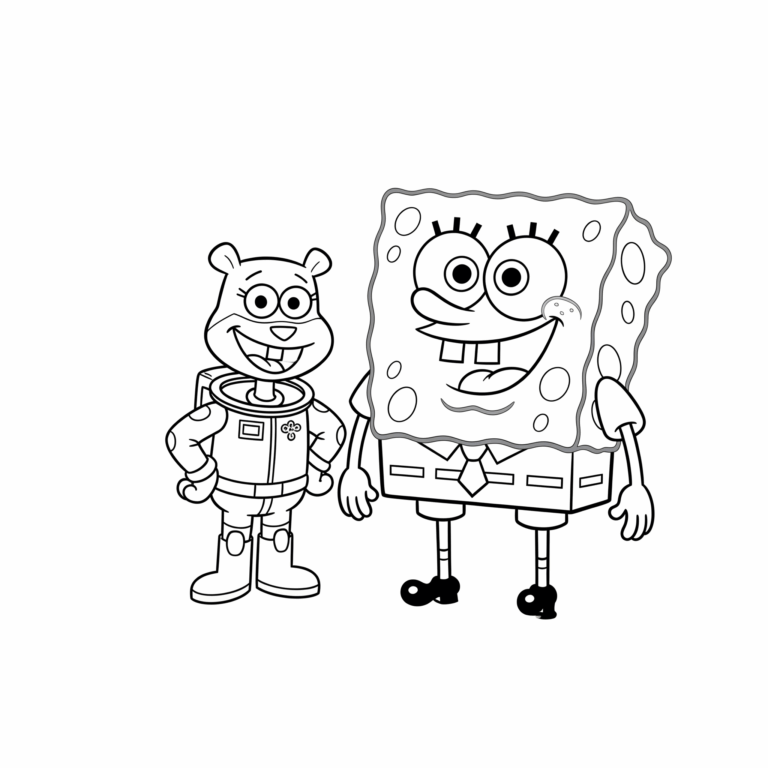 Kolorowanka Spongebob i Sandy