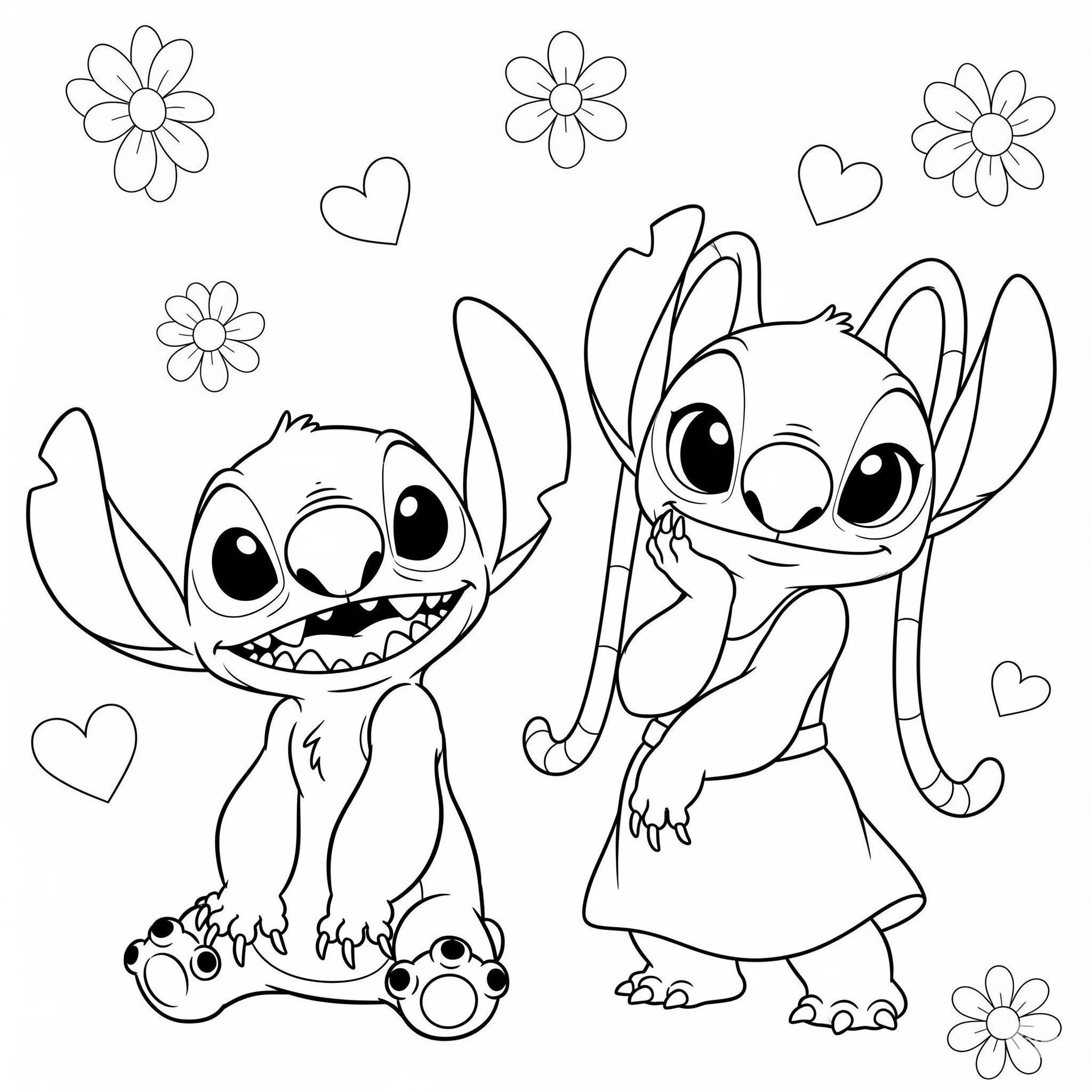 Kolorowanka Angel i Stich