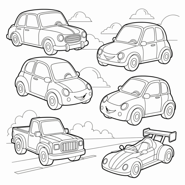 Kolorowanka Wesołe samochody czekają na Twoje kolory!