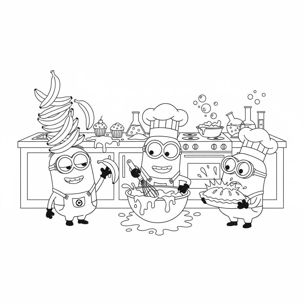 Kolorowanka Minionki w kuchni