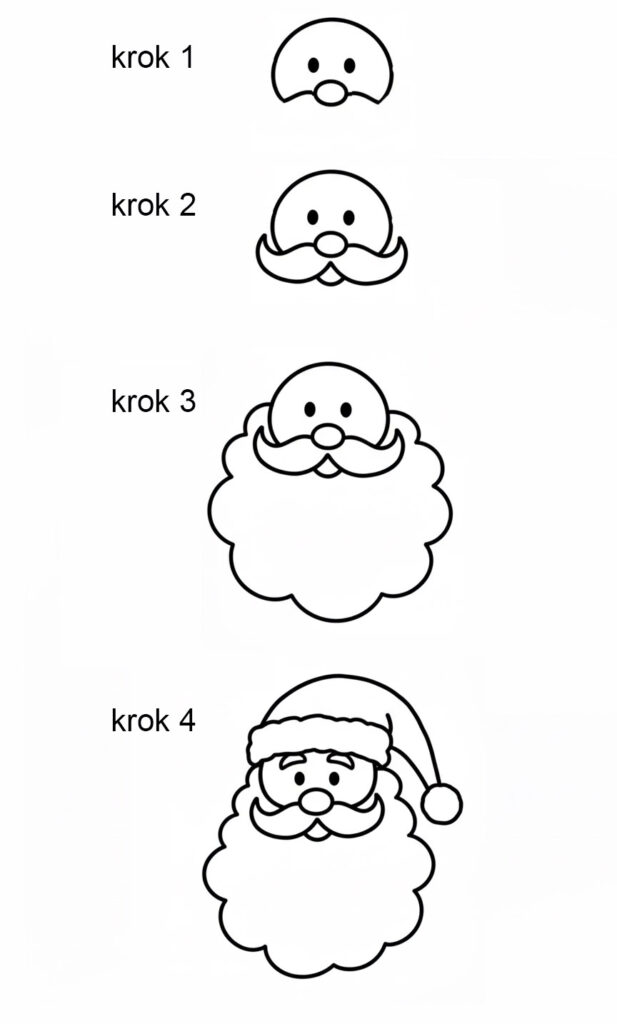 Instrukcja rysowania głowy Świętego Mikołaja