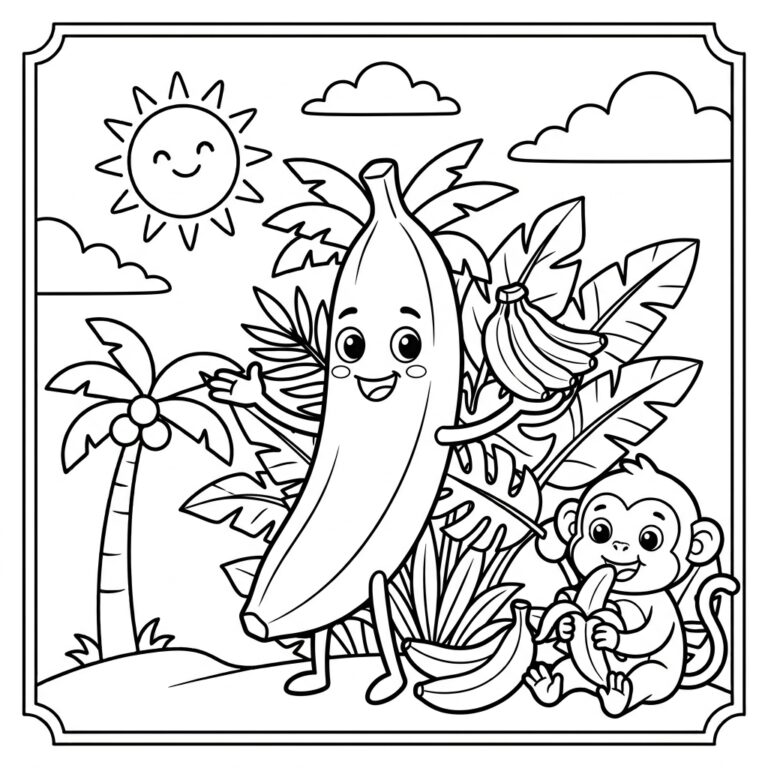 Uśmiechnięty banan z małpką