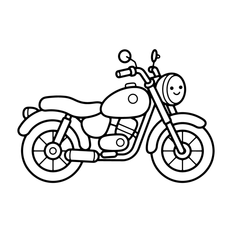Kolorowanka Wesoły motocykl małego odkrywcy