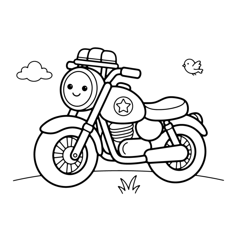 Kolorowanka Policyjny motocykl z gwiazdą