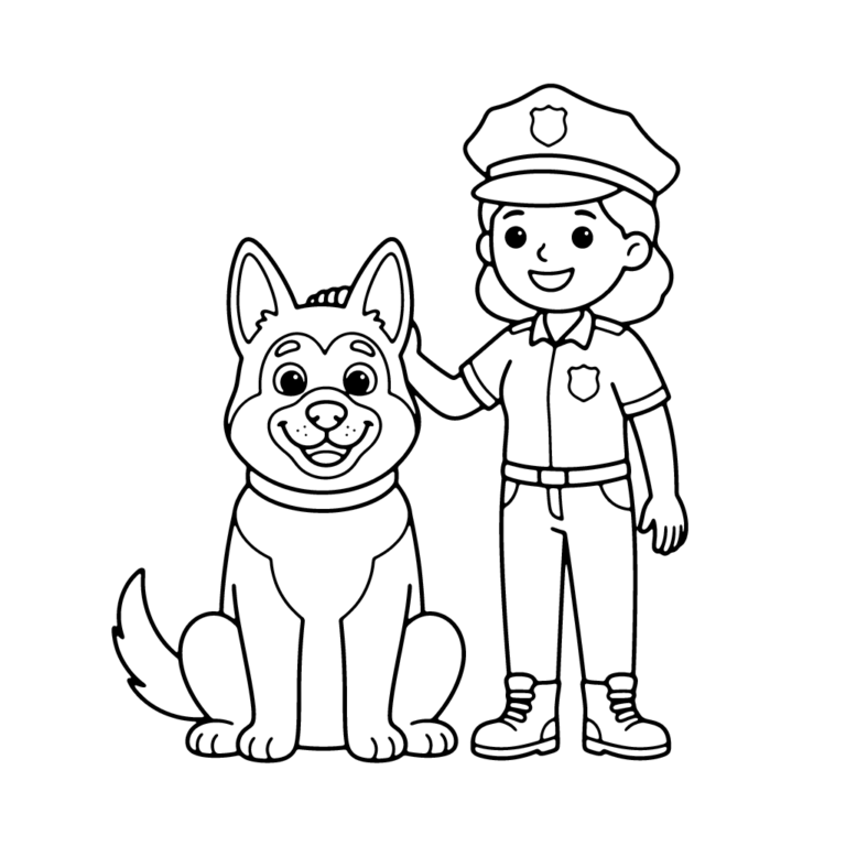Kolorowanka Pani policjantka i jej dzielny pies
