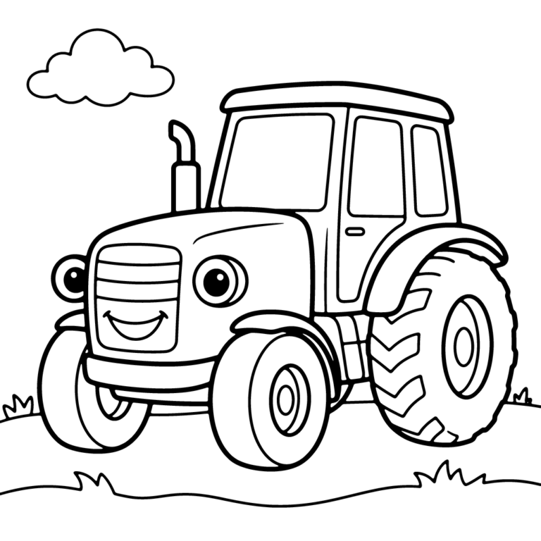 Kolorowanka Wesoły traktor patrzy w lewo