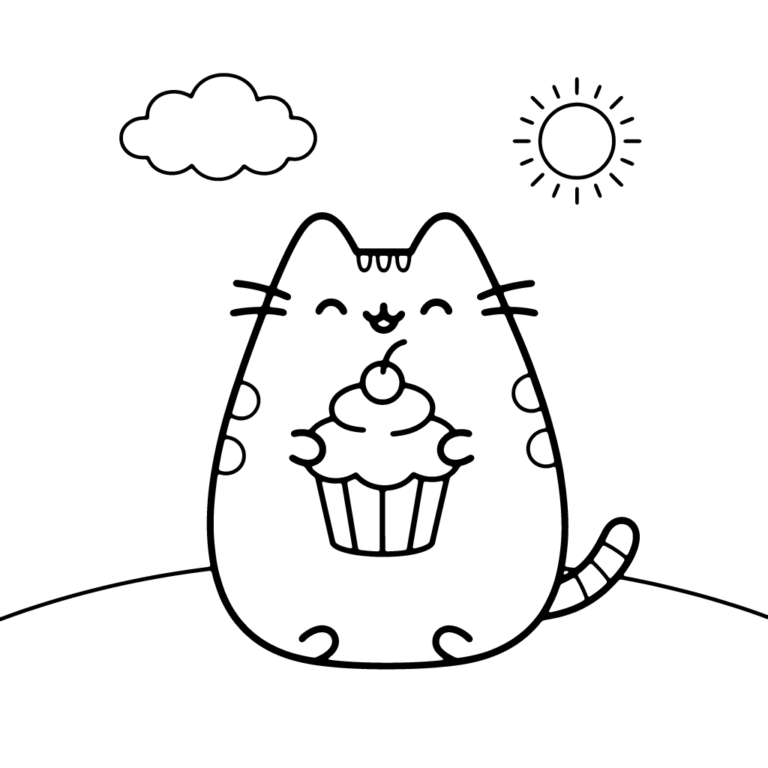 Kolorowanka Pusheen i pyszna babeczka
